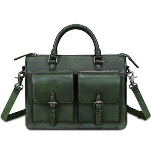 8530 Leather Satchel Purse Vintage Handmade Top Handle Handbag Retro